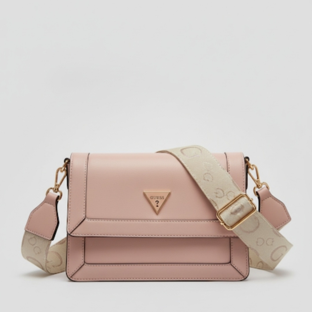 GUESS Blush Crossbody Bag with Patterned Strap